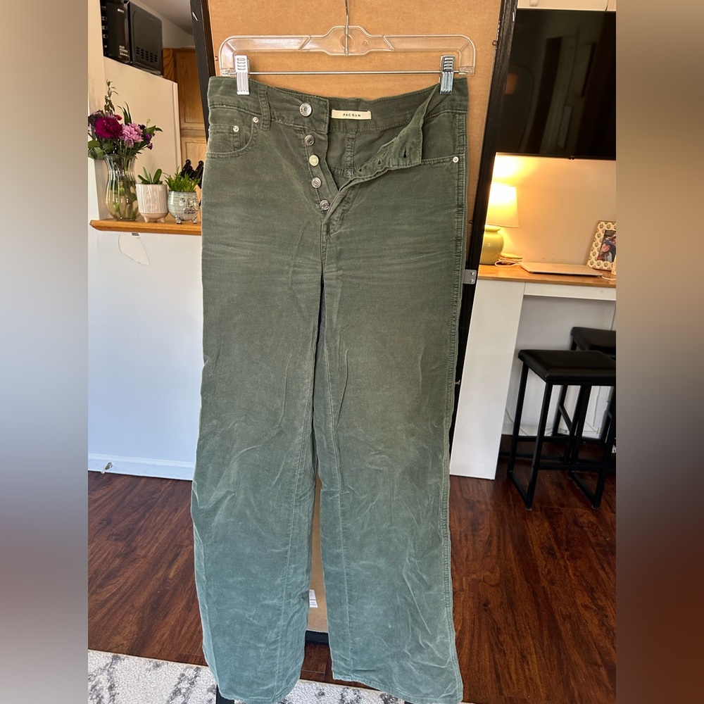 PacSun Olive Green Corduroy Flare Jeans